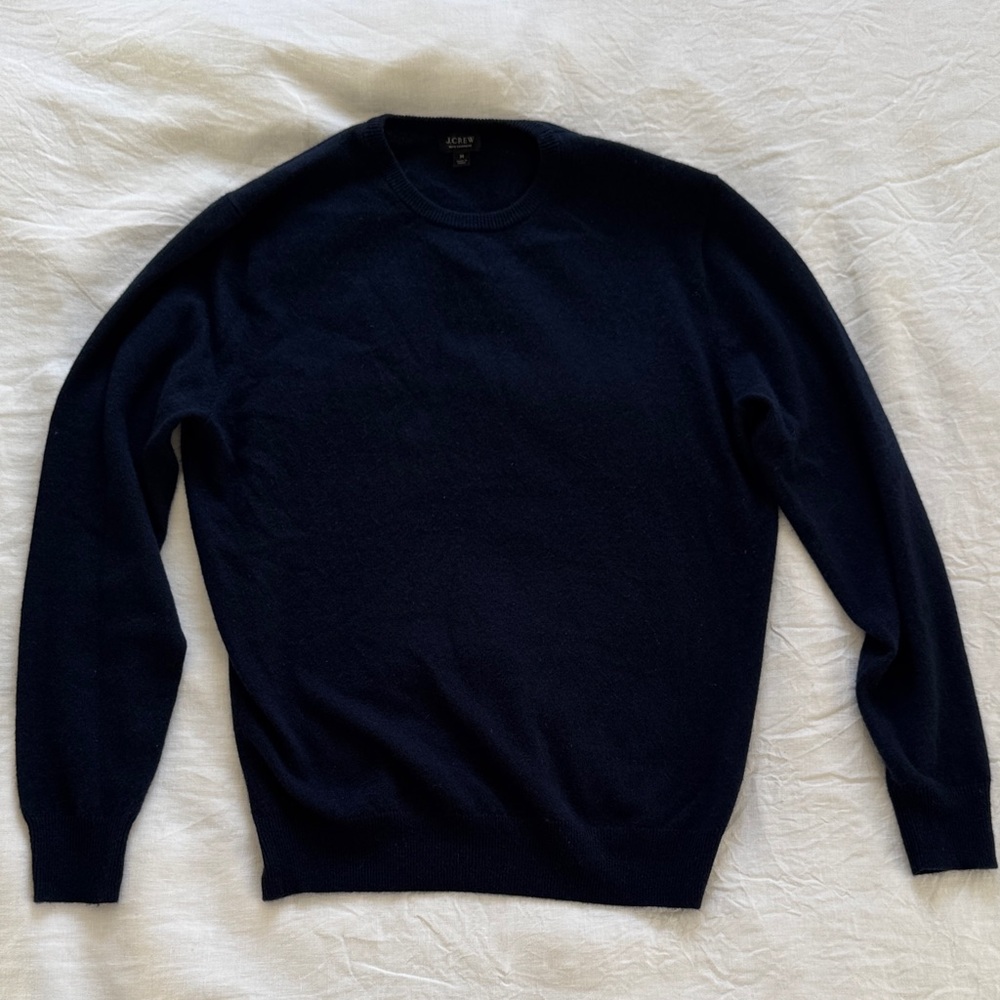 J. Crew Men's Navy 100% Cashmere Crewneck Sweater